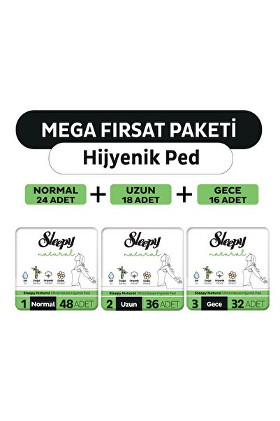 Sleepy Natural Ultra Hassas Hijyenik Ped Mega Fırsat Paketi 116 Adet