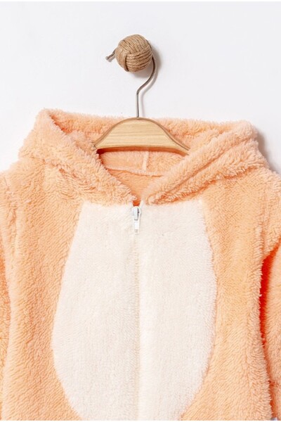 Chicsy Baby Winter Sweet Welsoft Zippered Hooded Baby Jumpsuit with Chest Detail