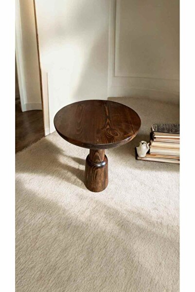 Simillo Home&Living Ahşap Doğal Masif Yan Sehpa – Tekli Ceviz Renk Mantar Seh...