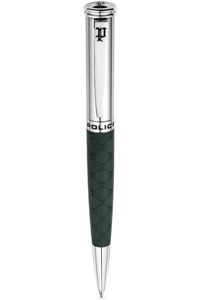 Police Cordia Green Monogram with Stainless Steel Trims Pen, Blue Ink - 138 mm