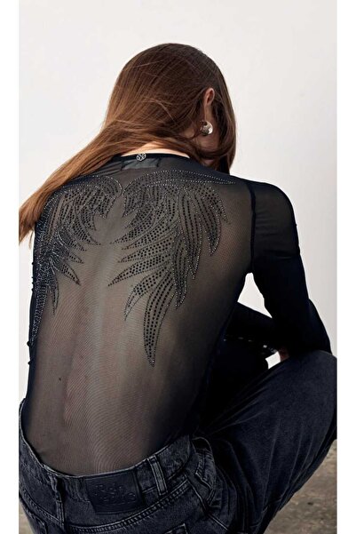 BSB Yarı şeffaf sarılı bluz