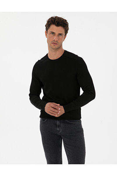 Pierre Cardin سترة تريكو سوداء قصة ضيقة برقبة دائرية من الرايون 50315763-VR046