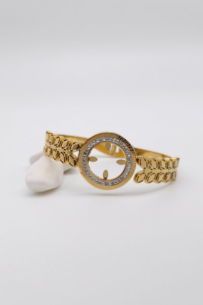 YMIR Quarter Leaf Detailed Steel Bracelet