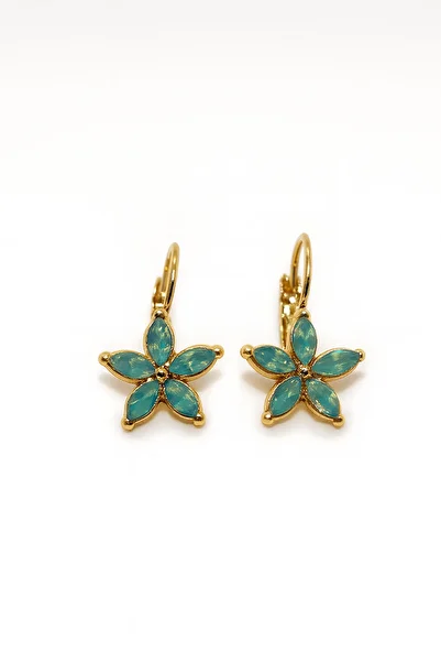 MakeWell Zircon Stone Clip-On Earrings with Aster Flower Design