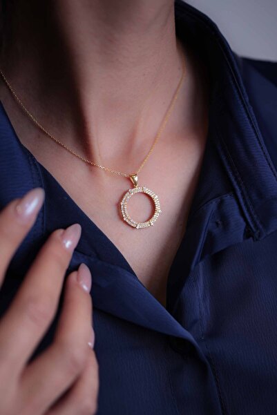 Kiriş Gümüş 925 Ayar Gümüş Çeyrek Altın Takmak İçin Kadın Gümüş Kolye (45+5CM) 4