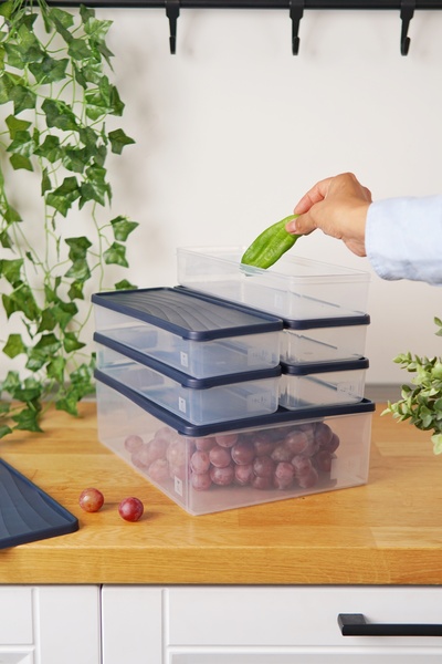 EVLE Deep Freezer Storage Container Set of 6 (5 Lt + 5 X 1 Lt), Blue