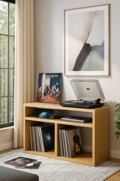 IŞIKLAR GRUP Masif Çam Plak ve Pikap Sehpası