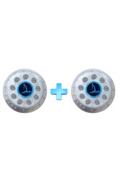 Mobil Aydınlatma 2 Adet Tekne Su Altı Lambası. 9 Led. Mavi Işık. 12/24V. Yuvarlak