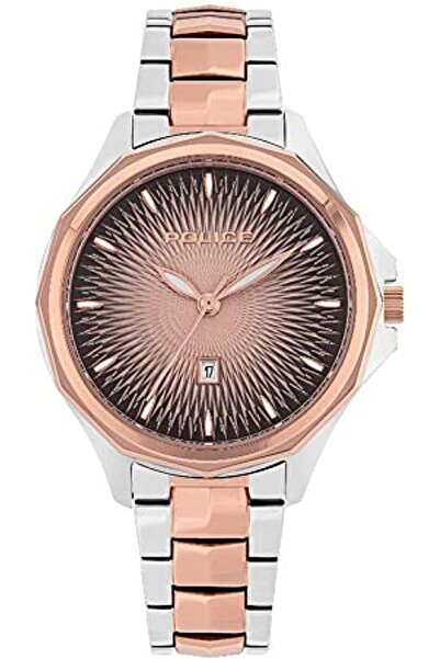 Police ساعة كورانا كوارتز أنالوج نسائية، ميناء بيج، سوار مطلي بالفضة/الذهب (P...