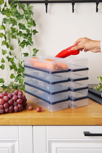 EVLE Deep Freezer Storage Container Set of 10 (10 X 1 Lt), Blue