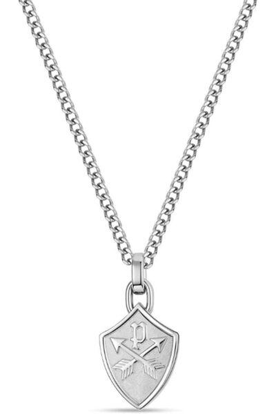 Police قلادة شعار التراث للرجال باللون الفضي