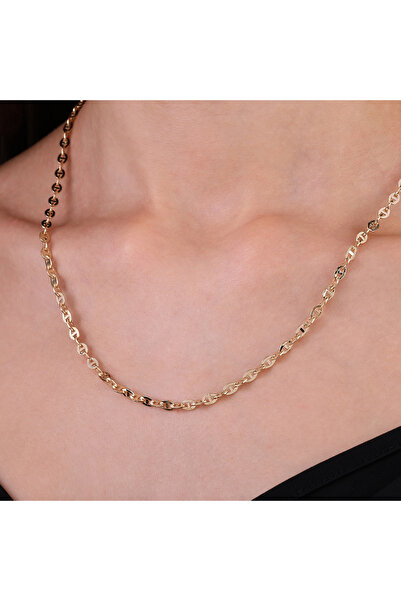 Cenova Jewelry 14 Ayar Altın Mariner Model Zincir Kadın Kolye