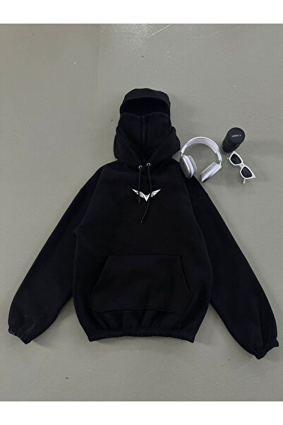 Soothing Space Baskılı Maskeli Dikay Kapüşonlu Sweatshirt Hoodie