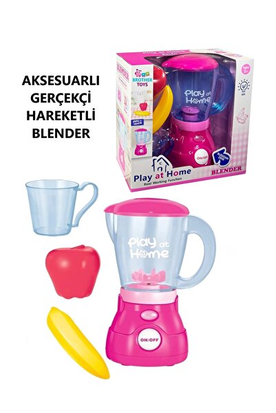 Brother Toys Gerçekçi Hareketli Sesli Işıklı Aksesuarlı Dönme Özellikli Blender Oyuncak Pembe 20 Cm.