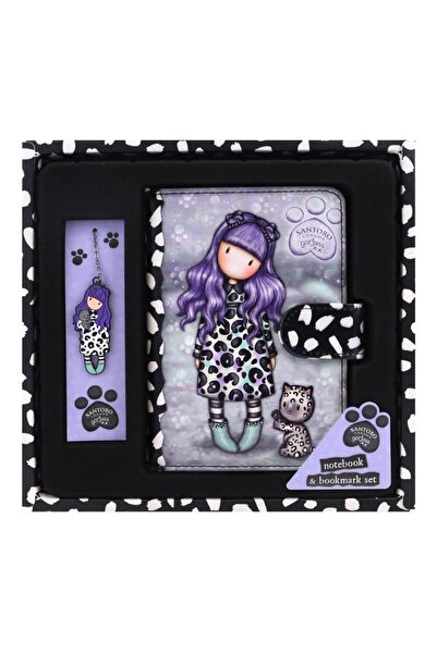 Santoro Set jurnal cu coperta PVC si semn de carte Gorjuss Smitten Kitten