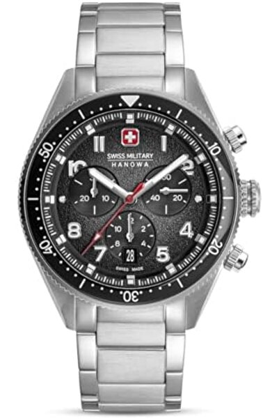 SWISS MILITARY HANOWA ساعة جراي هاوند كرونو للرجال بقطر 43 مم مع حزام جلدي أو...