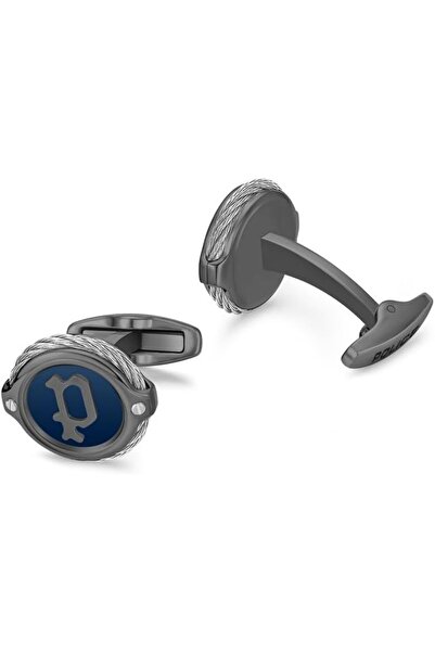 Police Wiregrip Gun Metal Stainless Steel Gents Cufflinks - 18mm