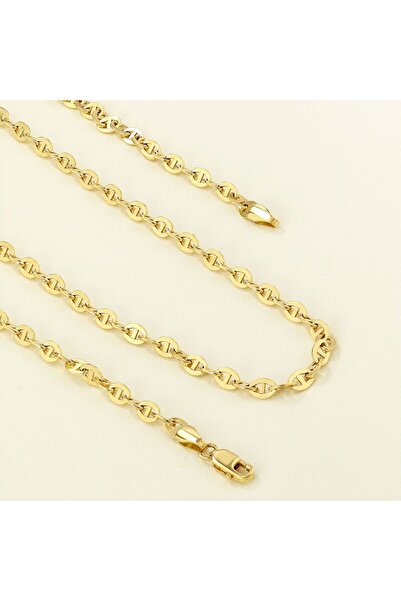 Cenova Jewelry 14 Ayar Altın Mariner Model Zincir Kadın Kolye