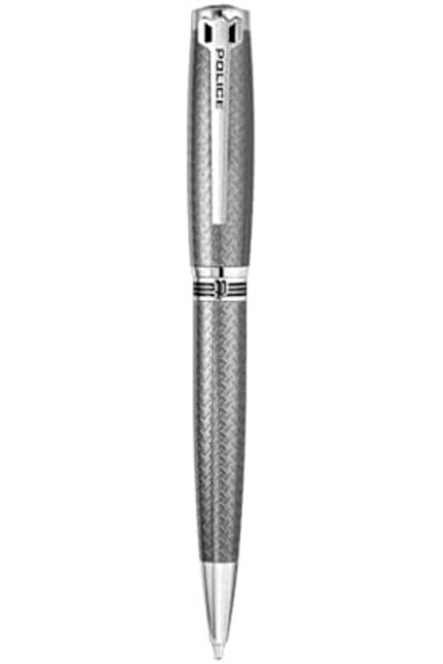 Police Cooper.2 Textured Grey With Stainless Steel Trims Medium Drill Point Gents Pen 137mm