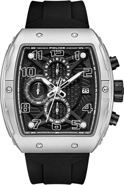 Police Coswig Black Dial Black Silicone Strap Gents Chronograph Watch With Alloy Case