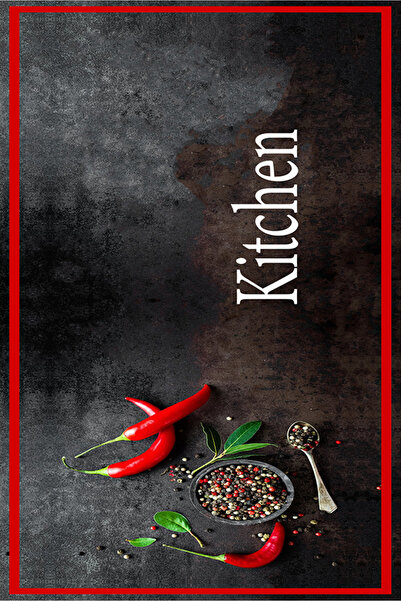 THEMODERNHANE Dijital Baskılı Makinede Yıkanabilir Kaymaz Tabanlu Antialerjik Kaymaz Leke Tutmaz Mutfak Halısı