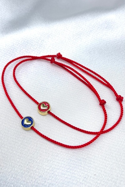 Concept HuBuTU 2’li Minimal Kalp Objeli Kırmızı İnce Burgulu İp Şans ve Nazar...