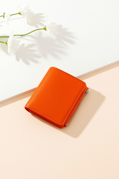 Suni Cüzdan Orange Bloom - Turuncu Fermuarlı Kadın Cüzdan Juvis Bag