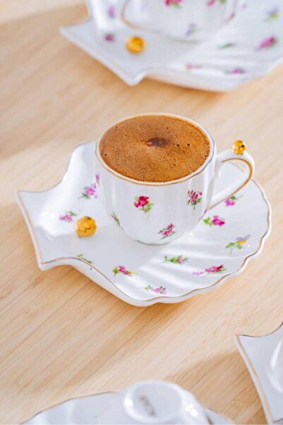 ACAR İNCİ ÇİÇEKLİ TEK KİŞİLİK TÜRK KAHVESİ FİNCANI