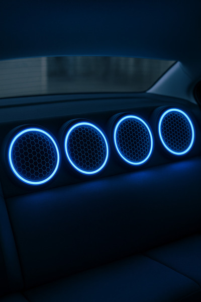 LED LEVEL 20 CM Neon Işıklı Midrange Hoparlör Kapağı 2 Takım 4 Adet dokunmatik rf kumanda