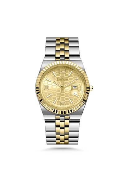 catera Men's watch with a silver and gold steel strap and a gold dial