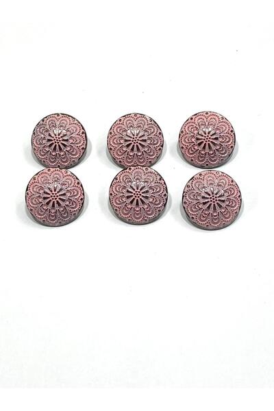 karantuhafiye Bombeli Anthracite Floor / Metal Button / 2.3 cm / Set of 6 / (M03094) Pink