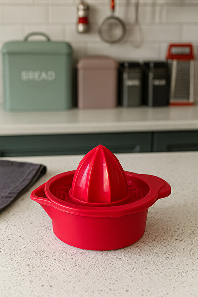 CEZVE HOME عصارة ليمون وبرتقال وحمضيات عملية مع وعاء - أحمر