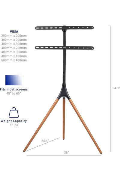 RADIOTRONICS SKY-TOUCH 45"-65" Tripod TV Stand, Modern Easel TV Stand, Height Adjustable Swivel TV Floor Stand
