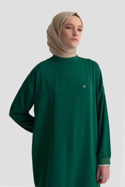 Armine TREND Armine Trend Basic Tunic with Ribbed Sleeves and Back Extension - Emerald 25Yt449