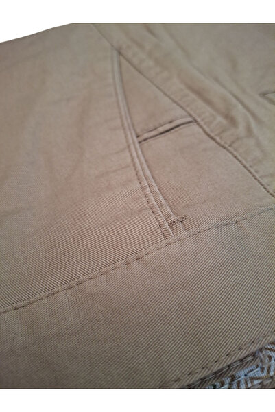 wontilotte Men's Cotton Lycra Beige Color Gabardine Linen Trousers