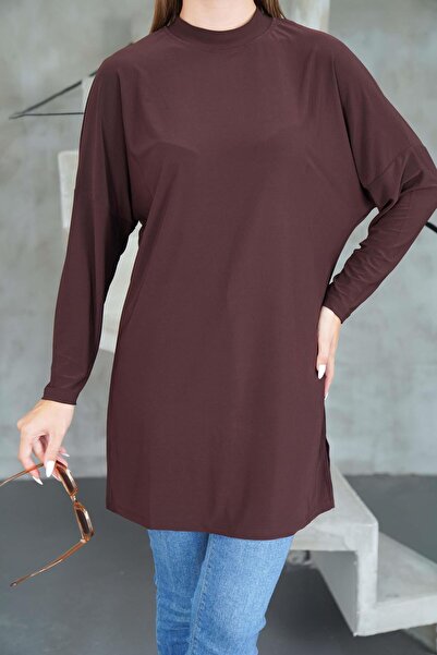 penyebizden Μεταξωτό Εξαιρετικά Μακρύ Τούνικ - Καφέ