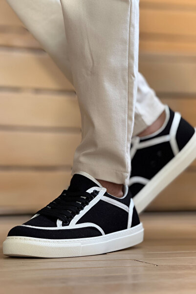 TEET Mn2505 - Linen Men's Shoes Black - White