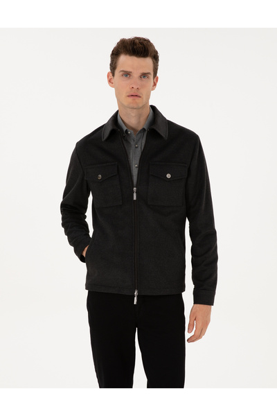 Pierre Cardin Antrasit Regular Fit Fermuarlı Ceket 50316426-VR006