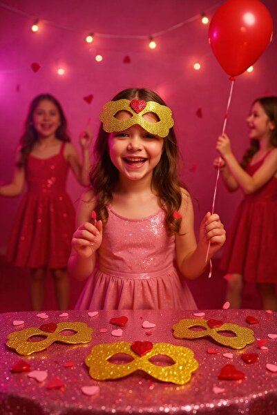 Cadde Süs Simli Eva Papatya Maske Gold 6 Adet