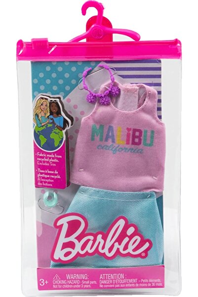 Barbie مجموعة الملابس من تيشيرت ماليبو مع تنورة زرقاء HBV35