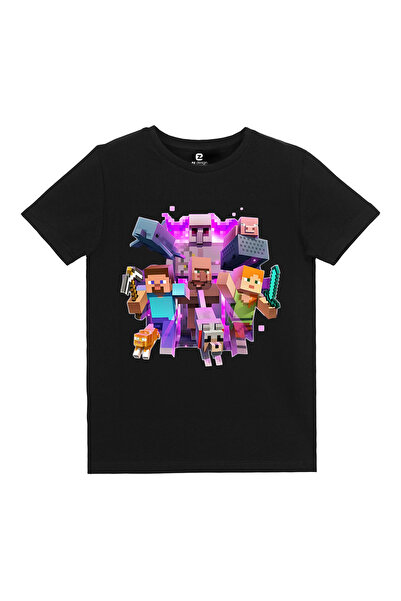 Minecraft Baskılı Tasarım Çocuk T-shirt