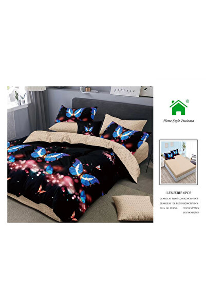 FIONNA.RO Λευκά είδη κρεβατιού με ελαστικό - Μαύρο με πεταλούδες