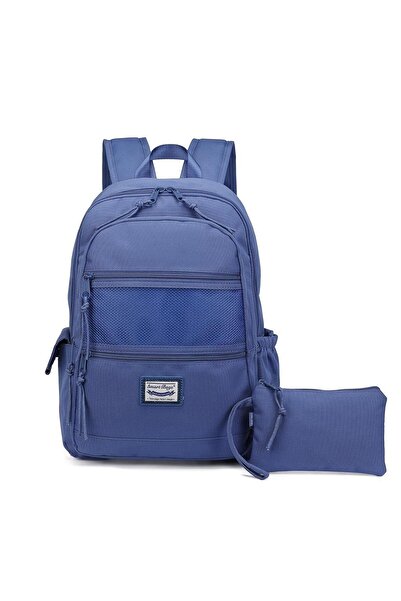 SMART BAGS Sırt Çantası Okul Boyu Kalem Kutusu Hediyeli 3237 - Jeans Mavi