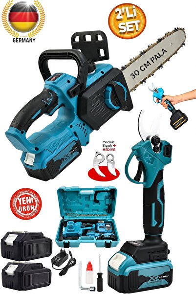 OG GERMANY STEEL 2055HR 2 Batarya Şarjlı Odun Ağaç Kesme Testere Motoru 30cm ...