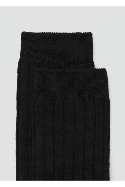 MANGO Woman Yün karışımlı fitilli çoraplar