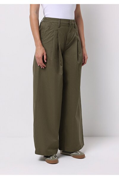 Colin's Regular Fit Orta Bel Geniş Paça Kadın Yeşil Pantolon