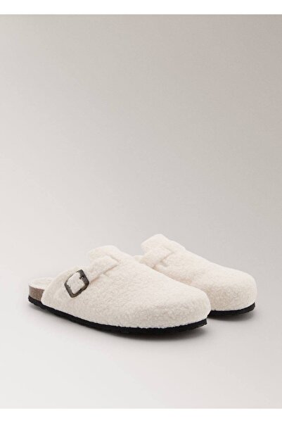 MANGO Woman Kürk görünümlü clog terlik