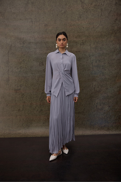 Garzia Shirt Pleated Skirt Set