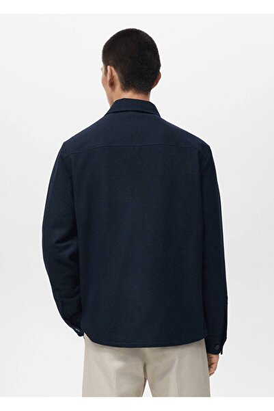 MANGO Man Cepli yün gömlek ceket