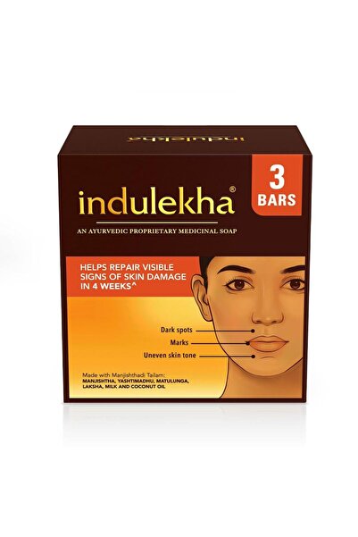 Indulekha صابون طبي أيورفيدي خاص، عبوة من 3 قطع، وزن كل قطعة 100 غرام، عبوات ...
